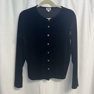Vtg CPW Women’s Black Velvet Cardigan Sweater Medium Romantic Classic Elegant